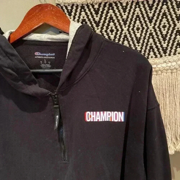CHAMPION MENS PULLOVER QUARTER ZIP HOODIE SIZE L - Picture 5 of 5